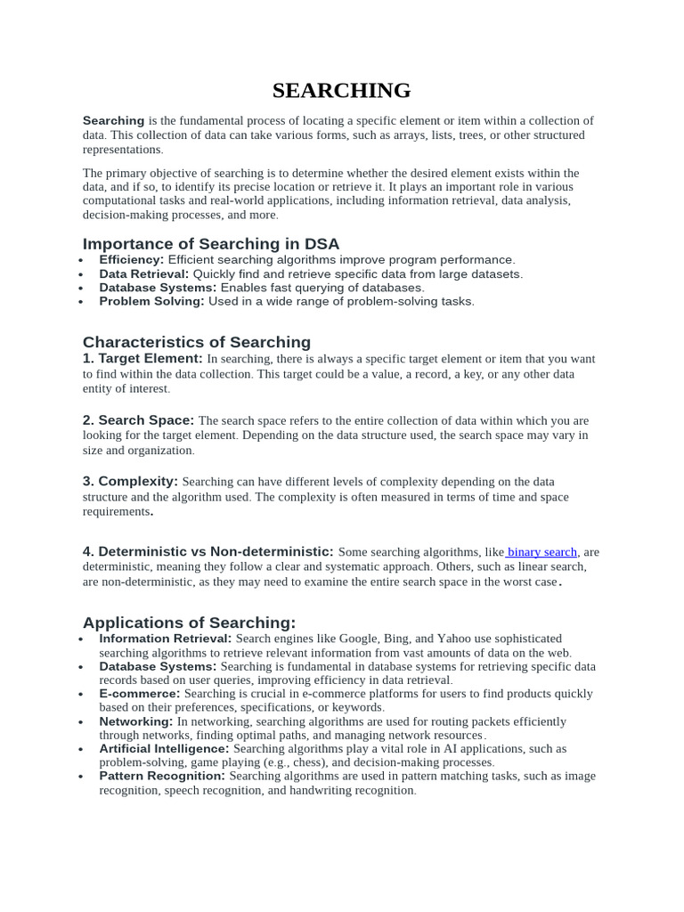 Understanding Searching Algorithms in DSA | PDF | Key (Cryptography ...