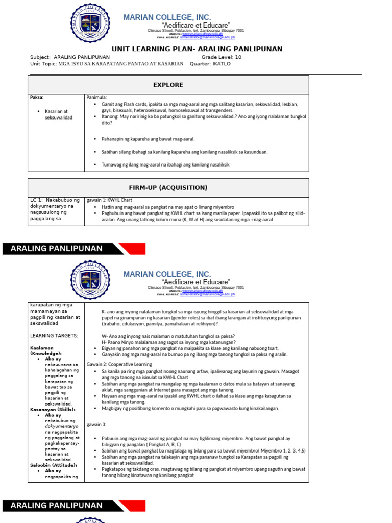 Learning Plan - AP-1st - 2ND | PDF