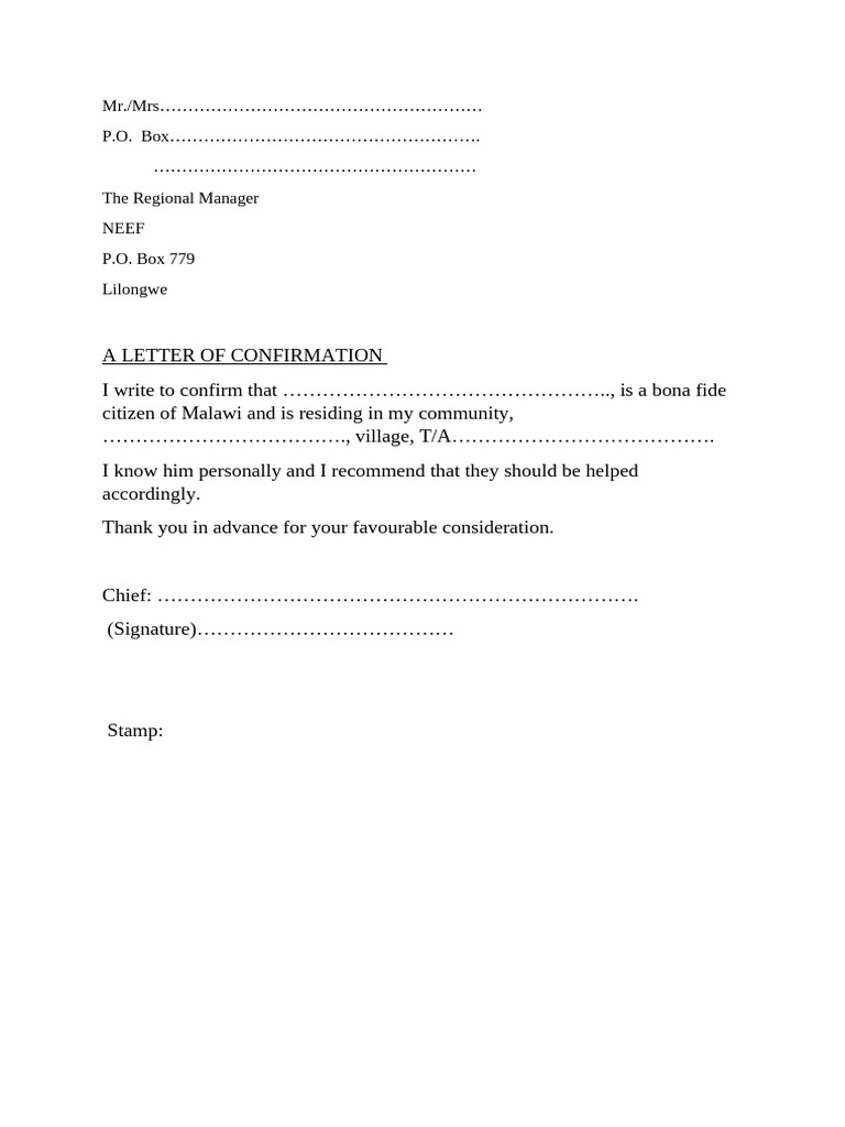 Letter of Confirmation for Citizenship | PDF