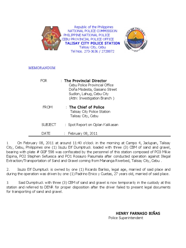 report memorandum pdf Denr Report Spot report memorandum pdf Denr Report Spot