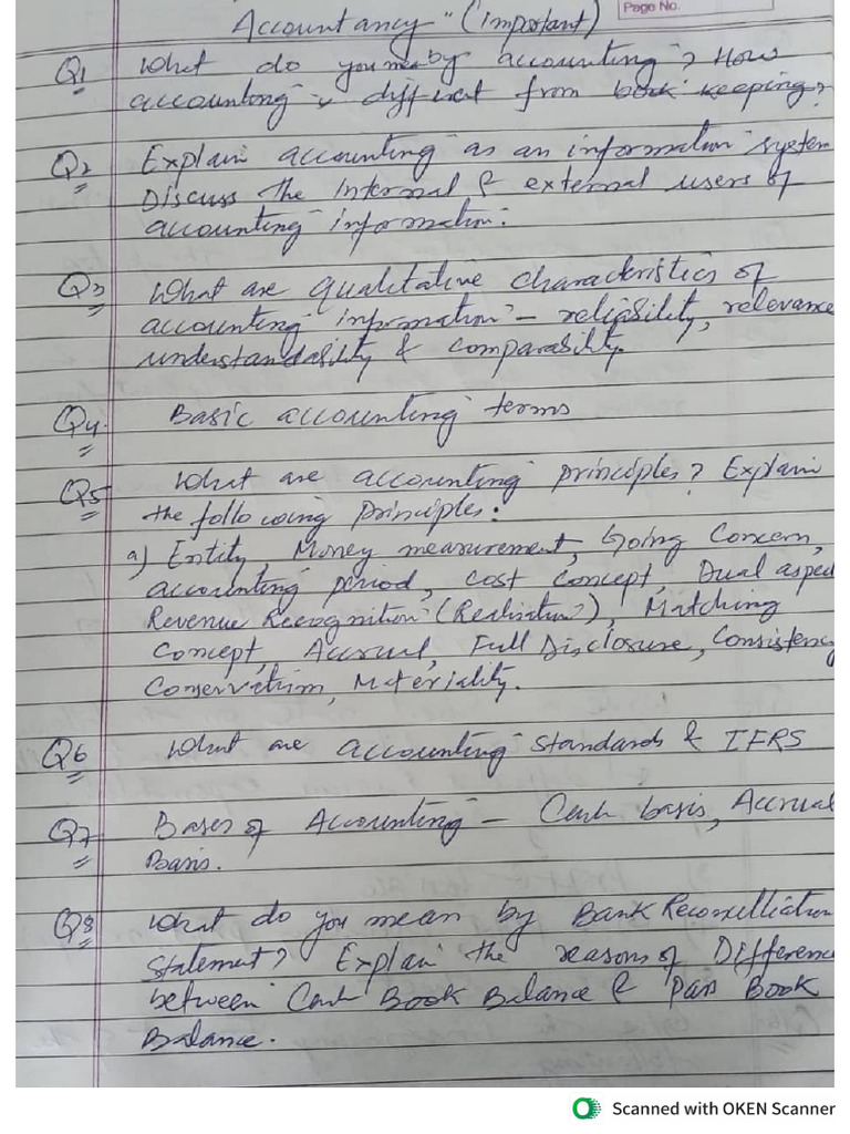 11th Accountancy Imp Qs | PDF
