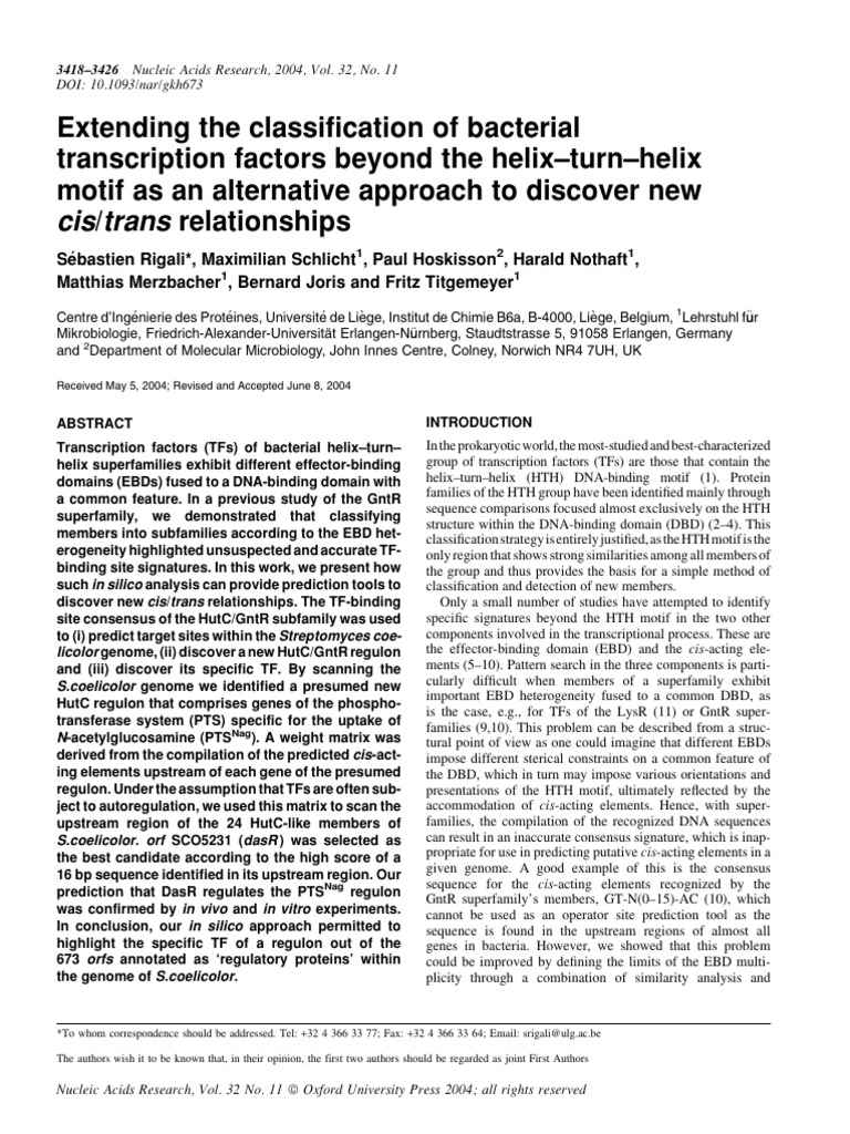 New Insights on Bacterial Transcription Factors | PDF | Open Reading ...