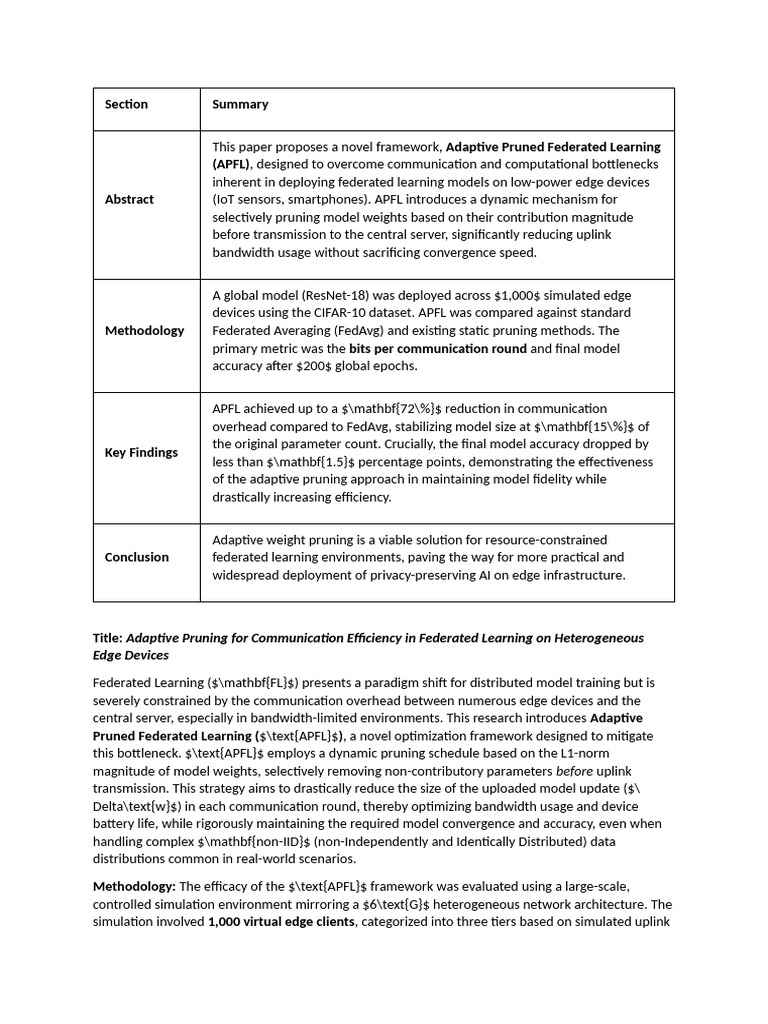 Adaptive Pruned Federated Learning Framework | PDF | Computing ...