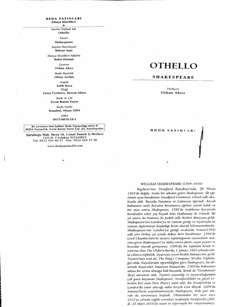 William Shakespeare - Othello | PDF