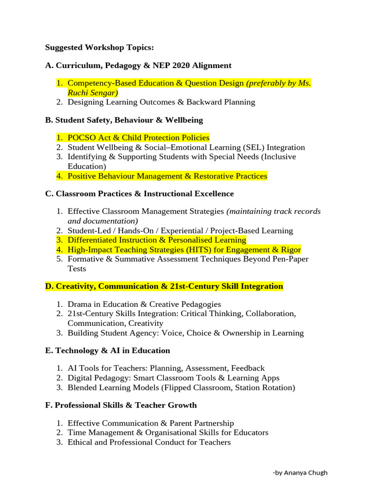 Workshop Topics for Educators 2023 | PDF
