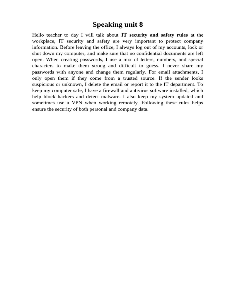 Speaking Unit 8 | PDF