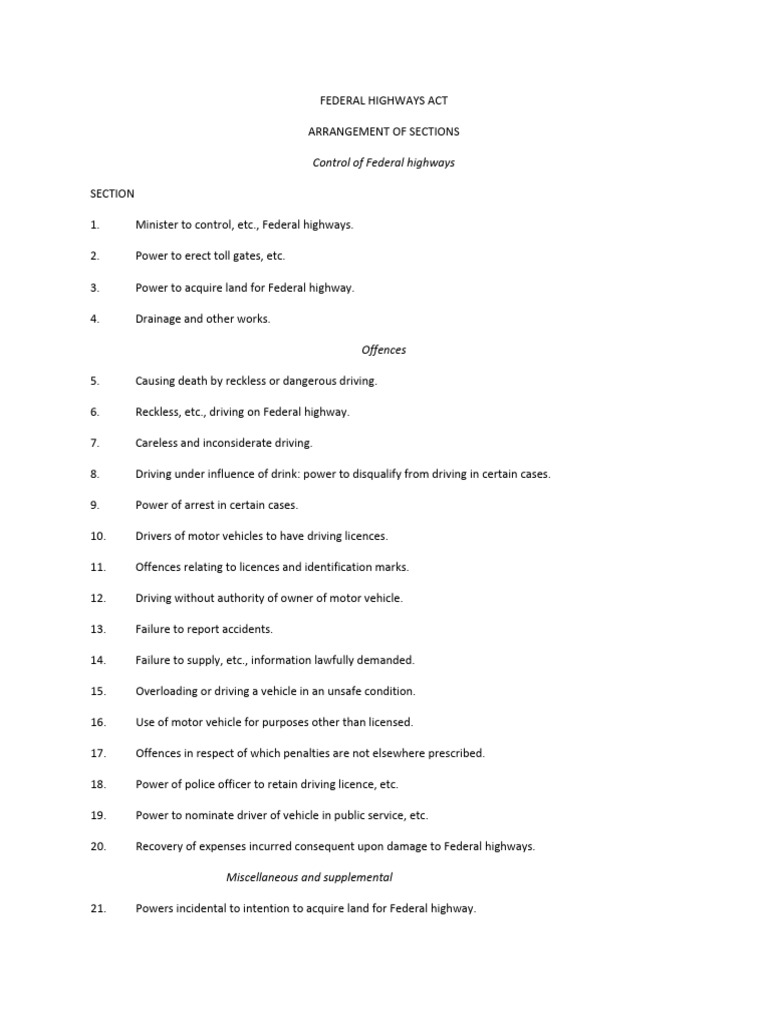 Federal Highways Act Overview | PDF | Fine (Penalty) | Justice