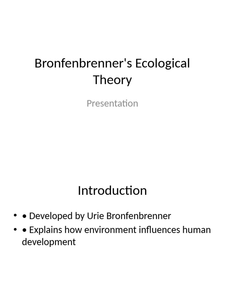 Bronfenbrenner's Ecological Theory Explained | PDF
