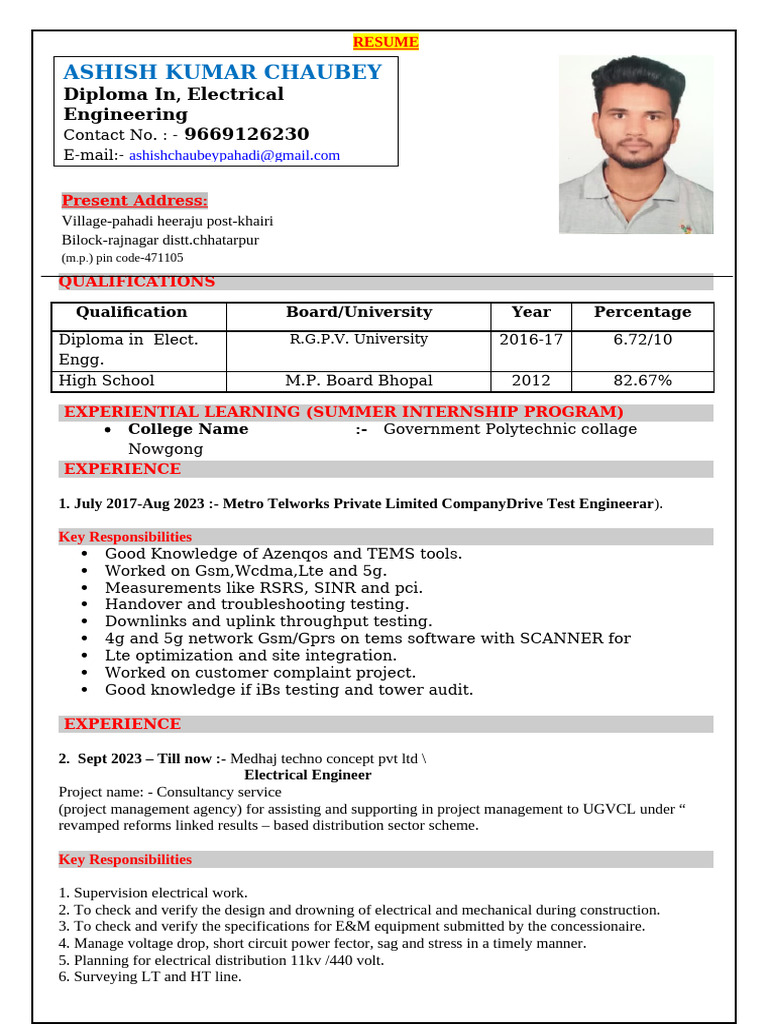 1746088094861_RESUME Ashish Choubey | PDF | Software Defined Radio ...