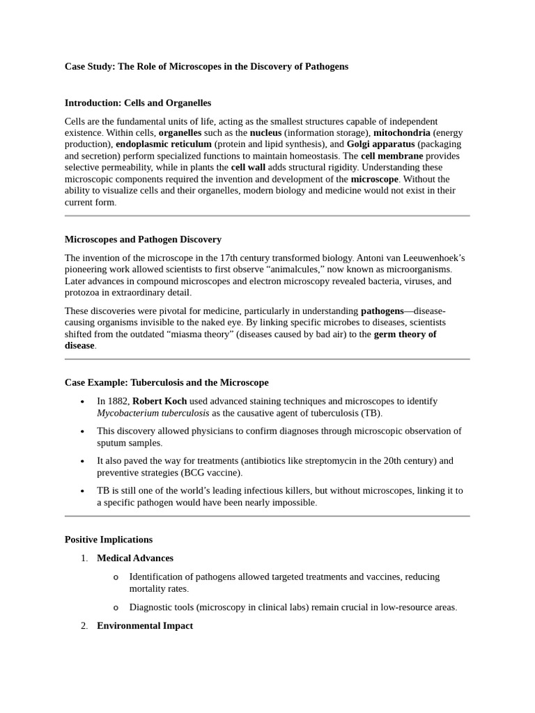 Case Study on cells | PDF | Microorganism | Cell (Biology)