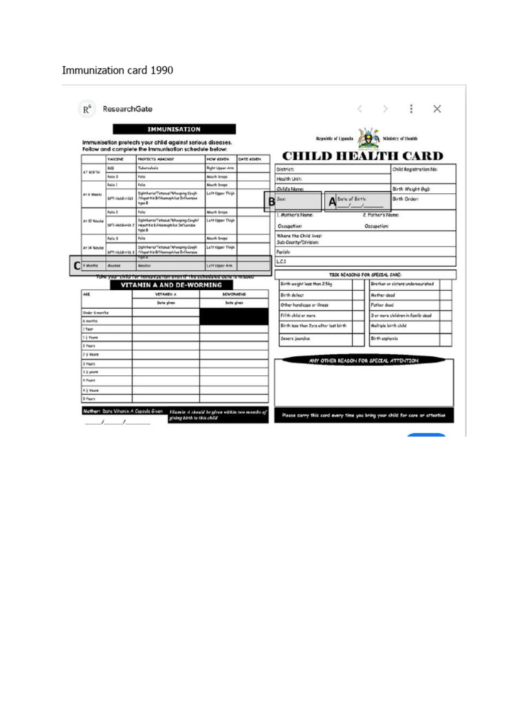 Immunization Card 195 | PDF