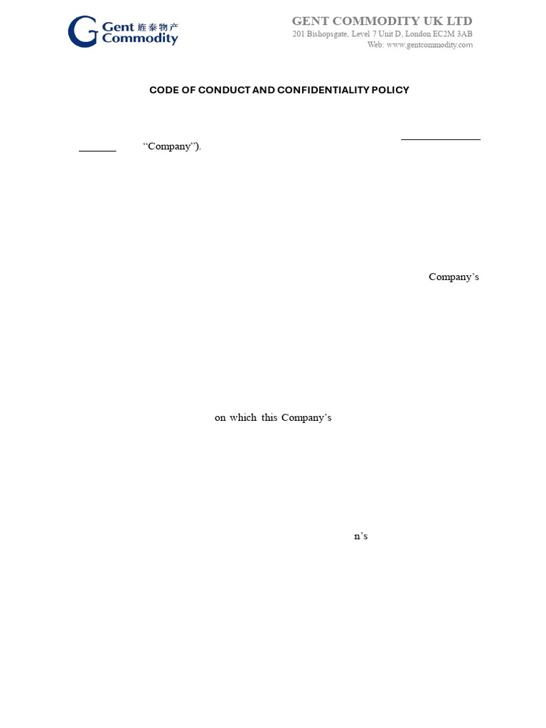 3. Code of Conduct and Confidentiality Policy-tao Tang | PDF | Conflict ...