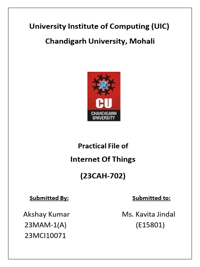 IoT Practical File - UIC Chandigarh | PDF