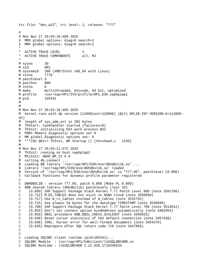 SAP HANA Trace Log Analysis 777 | PDF | Software | Computer Data