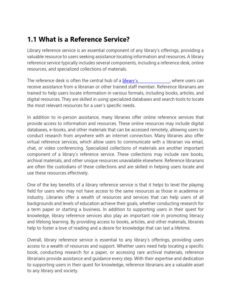 Understanding Library Reference Services | PDF | Libraries | Librarian