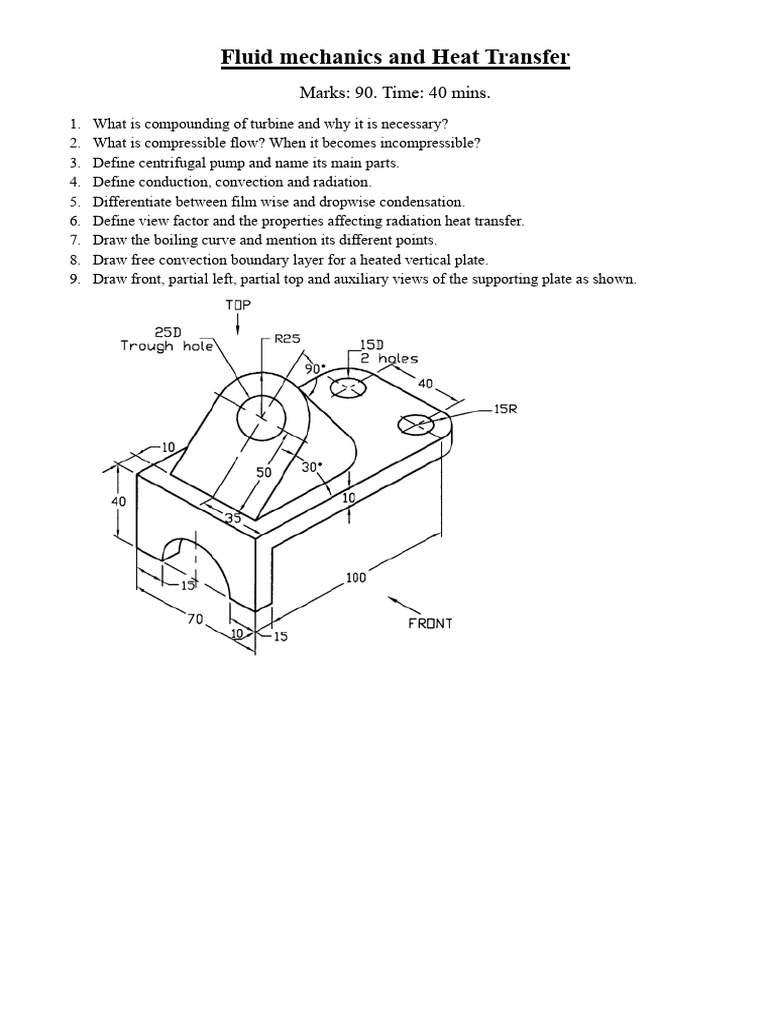 Fluid Mechanics & Heat Transfer Exam Guide | PDF
