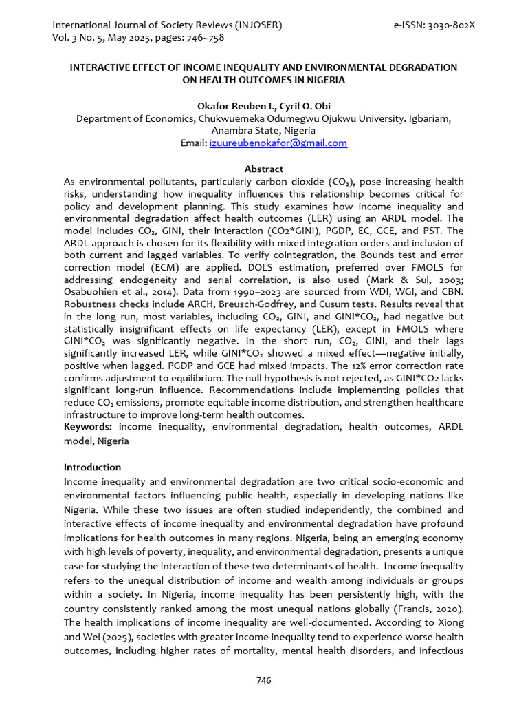 Interactive Effect of Income Inequality and Environmental Degradation ...