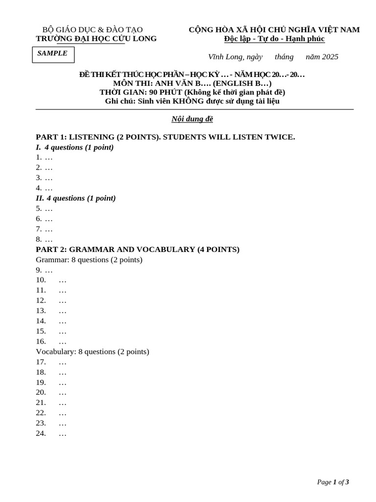 Structure-Final Test English b1.1+b1.2+b1.3 | PDF