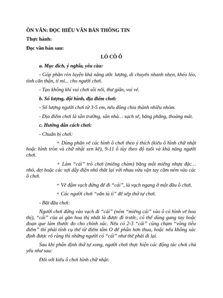 Đọc Hiểu Văn Bản Thông Tin (Ôn Văn) | PDF
