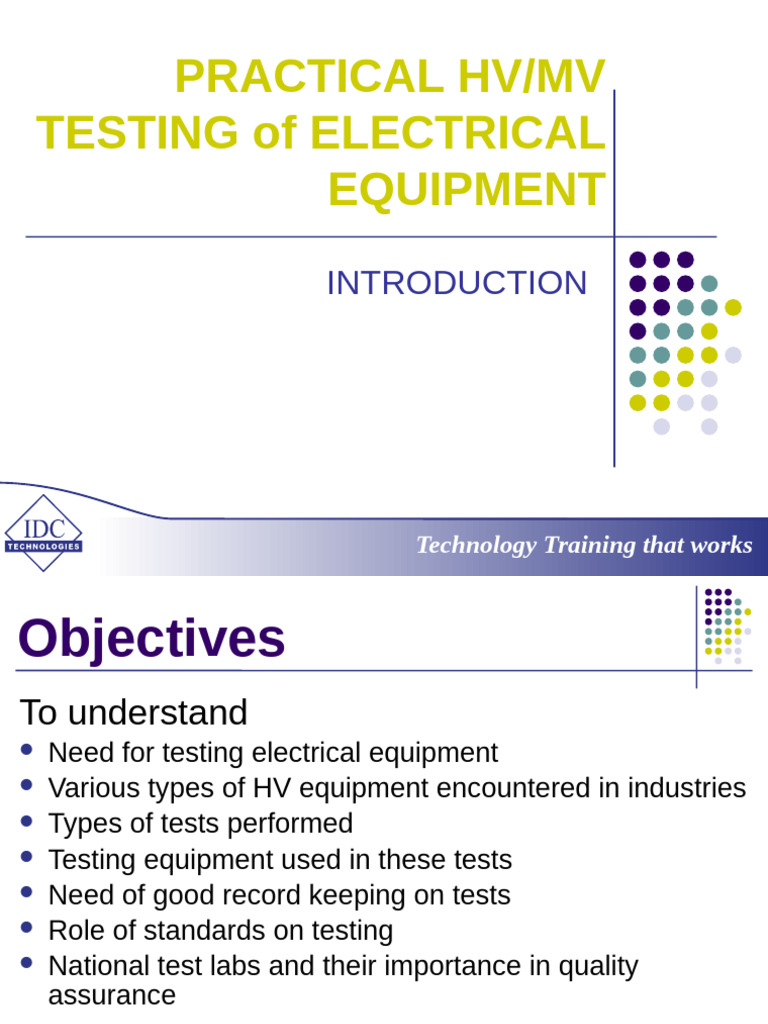 HV/MV Electrical Equipment Testing Guide | PDF | Electric Power ...