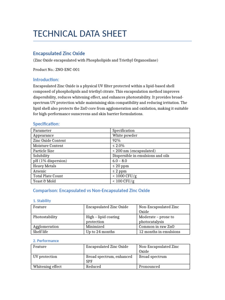 TDS Encapsulated Zinc Oxide | PDF | Zinc Oxide | Chemical Substances