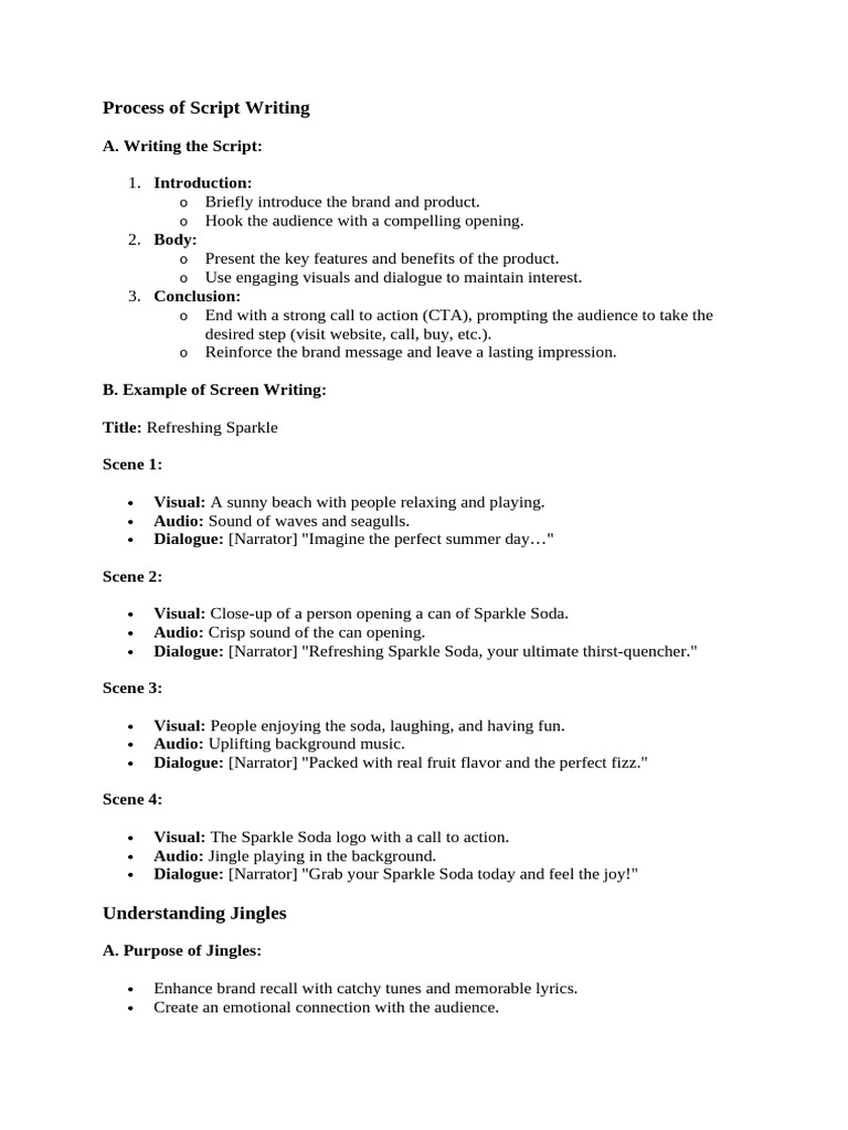 Script Writing for Effective Commercials | PDF