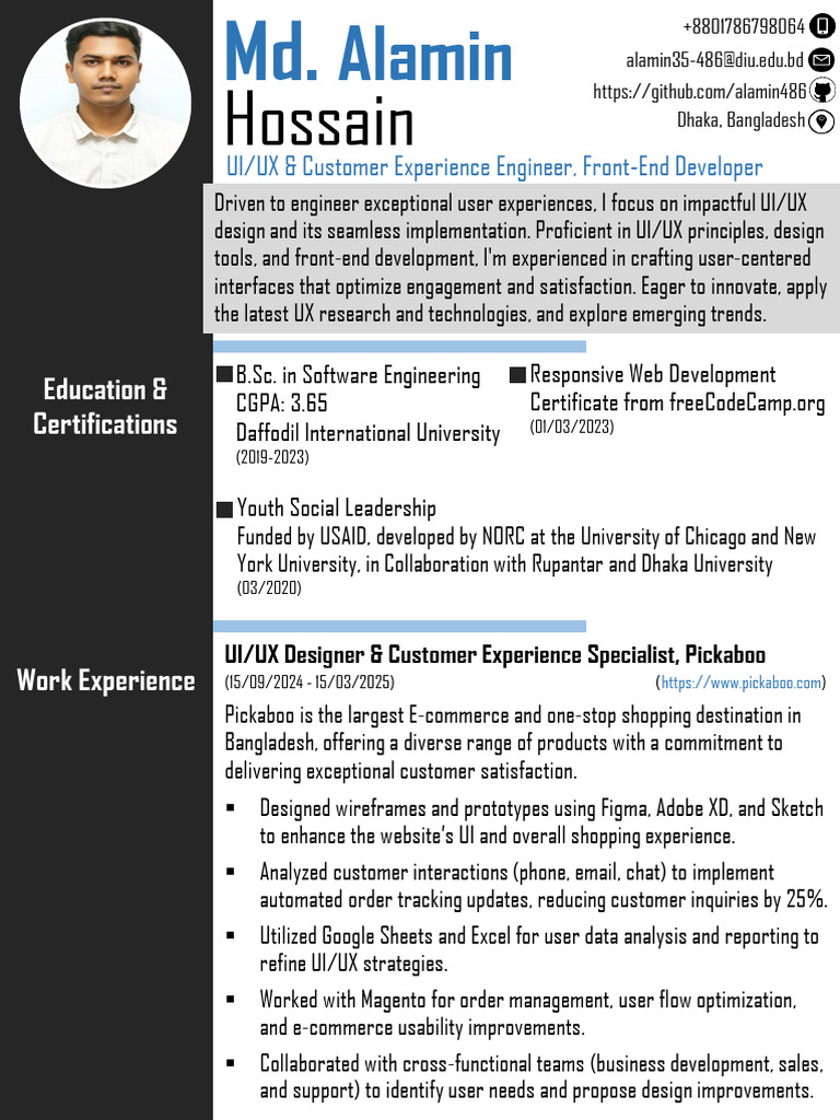 UI/UX Engineer & Front-End Developer Resume | PDF | Web Development ...