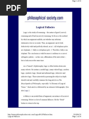 Latin List Of Logic Fallacies Pdf Fallacy Logic
