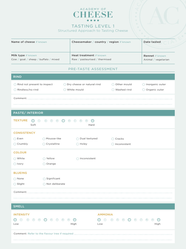 Cheese Tasting Assessment Guide | PDF | Cheese | Food And Drink Preparation