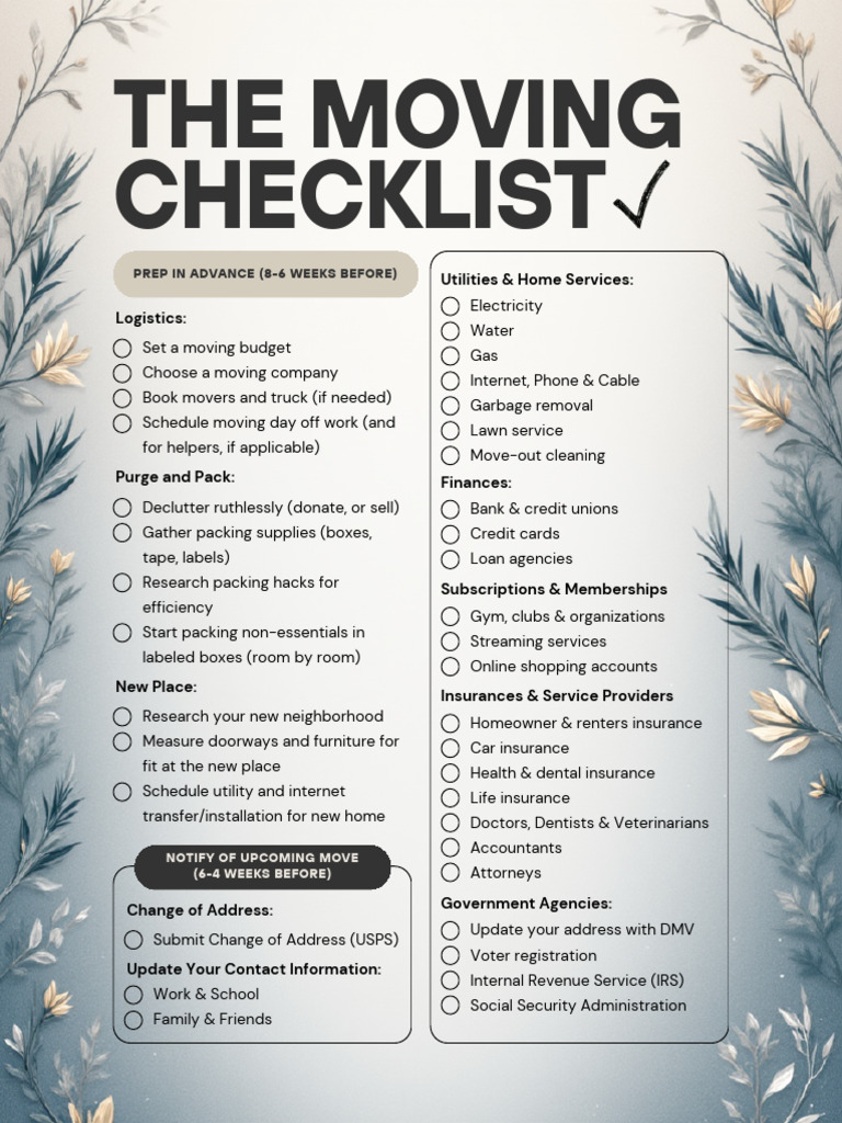 Essential Moving Checklist Guide | PDF