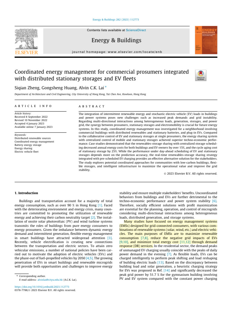 Coordinated Energy Management for Prosumers | PDF | Electric Vehicle ...