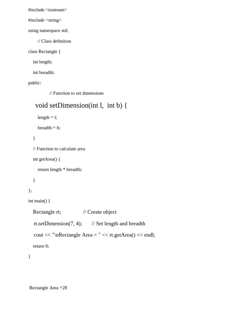 C++ Rectangle Area Calculation Code | PDF