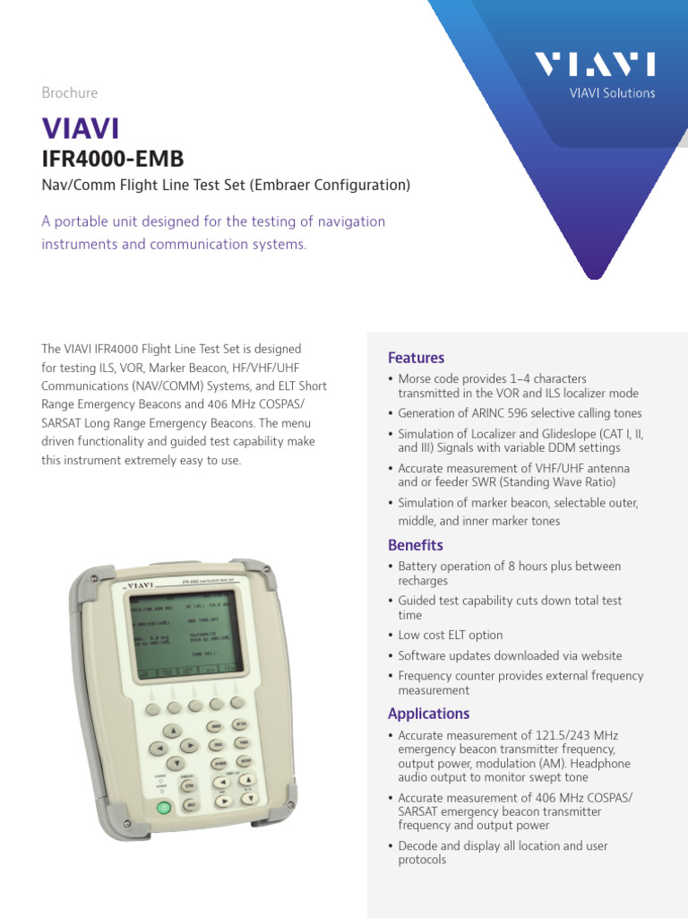 VIAVI IFR4000-EMB Flight Line Test Set | PDF | Very High Frequency ...