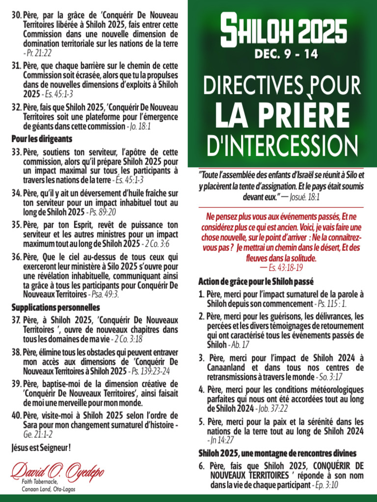 Shiloh_2025_Intercessory_Prayer_Guidelines-French | PDF | Théorie ...