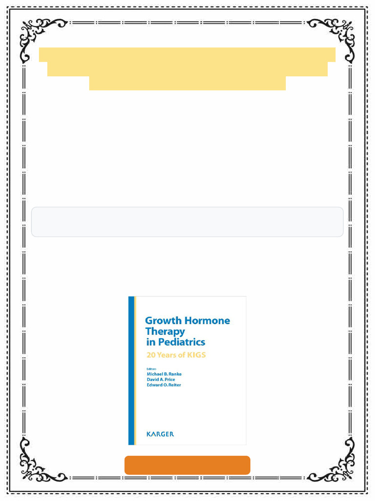 Growth Hormone Therapy in Pediatrics 20 Years of KIGS 1st Edition ...