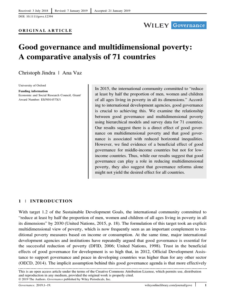 Good Governance and Multidimensional Poverty Analysis | PDF ...