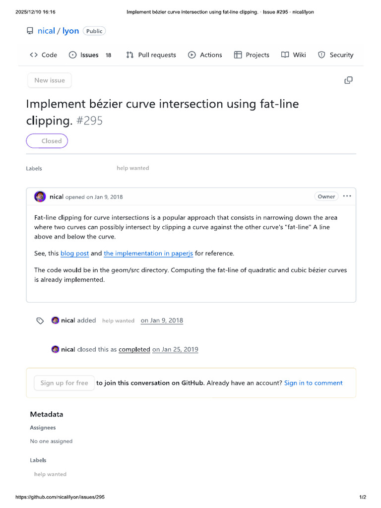 Implement Bézier Curve Intersection Using Fat-line Clipping. | PDF