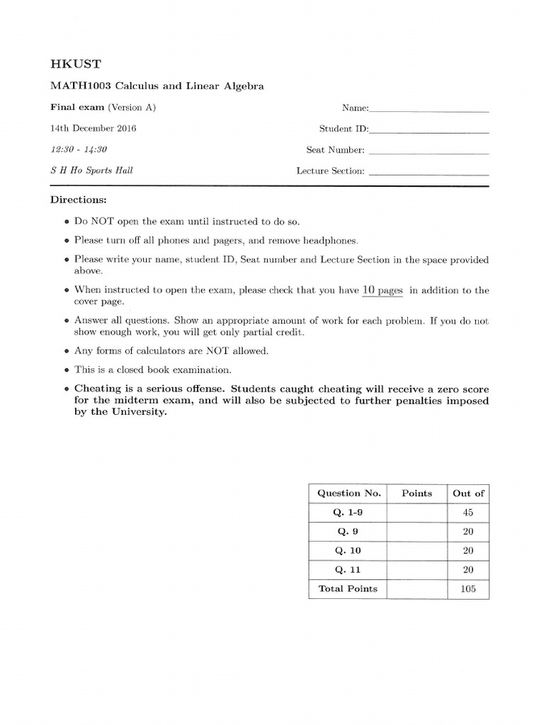 Sol Math1003 Fall2016 Final | PDF