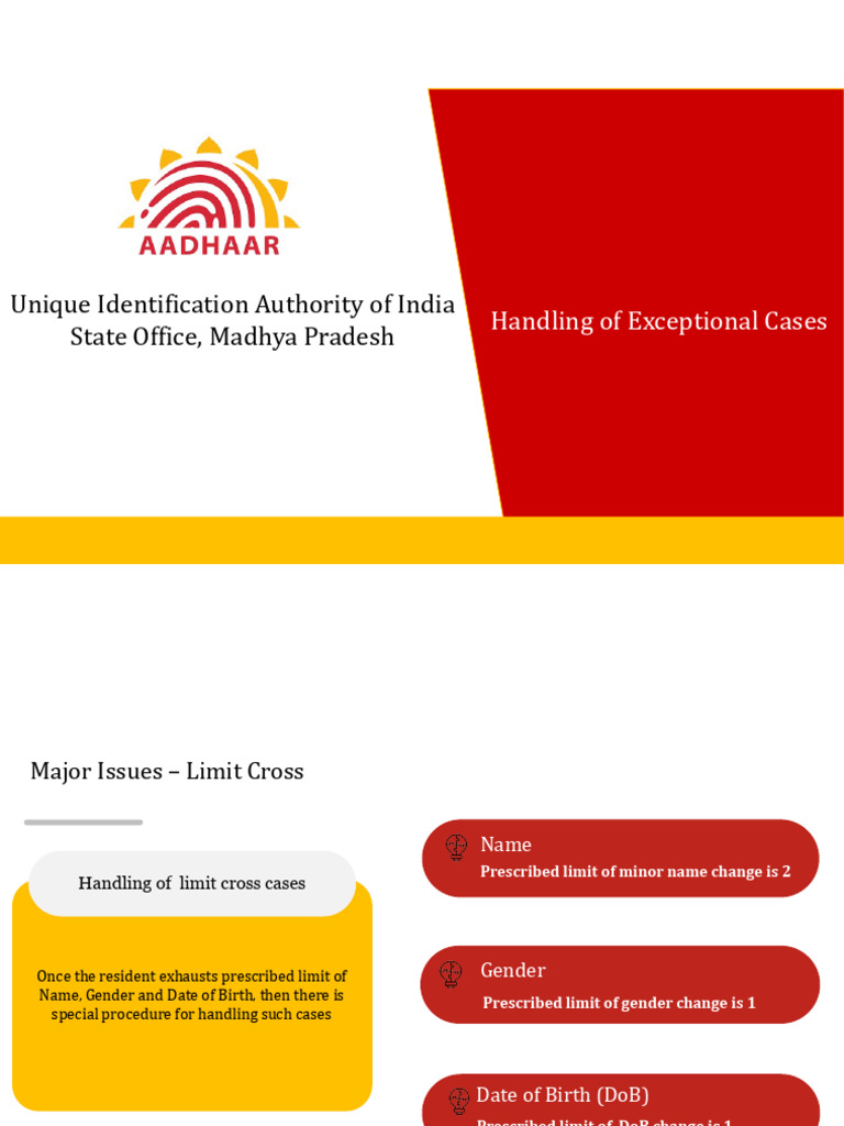 UIDAI Exceptional Case Handling Guide | PDF | Identity Document ...