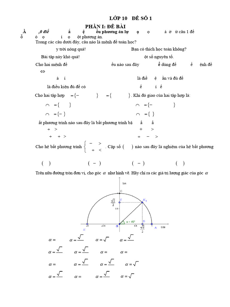 Bộ đề ôn giữa kì lớp 10 3 | PDF