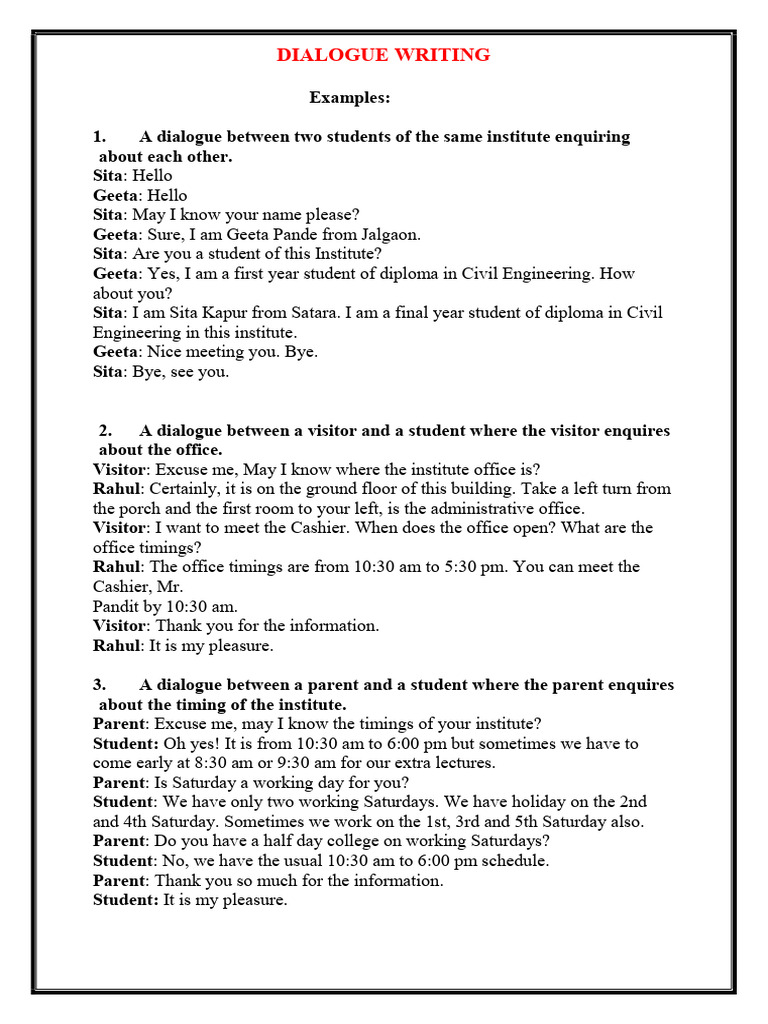 Engaging Dialogue Writing Examples | PDF