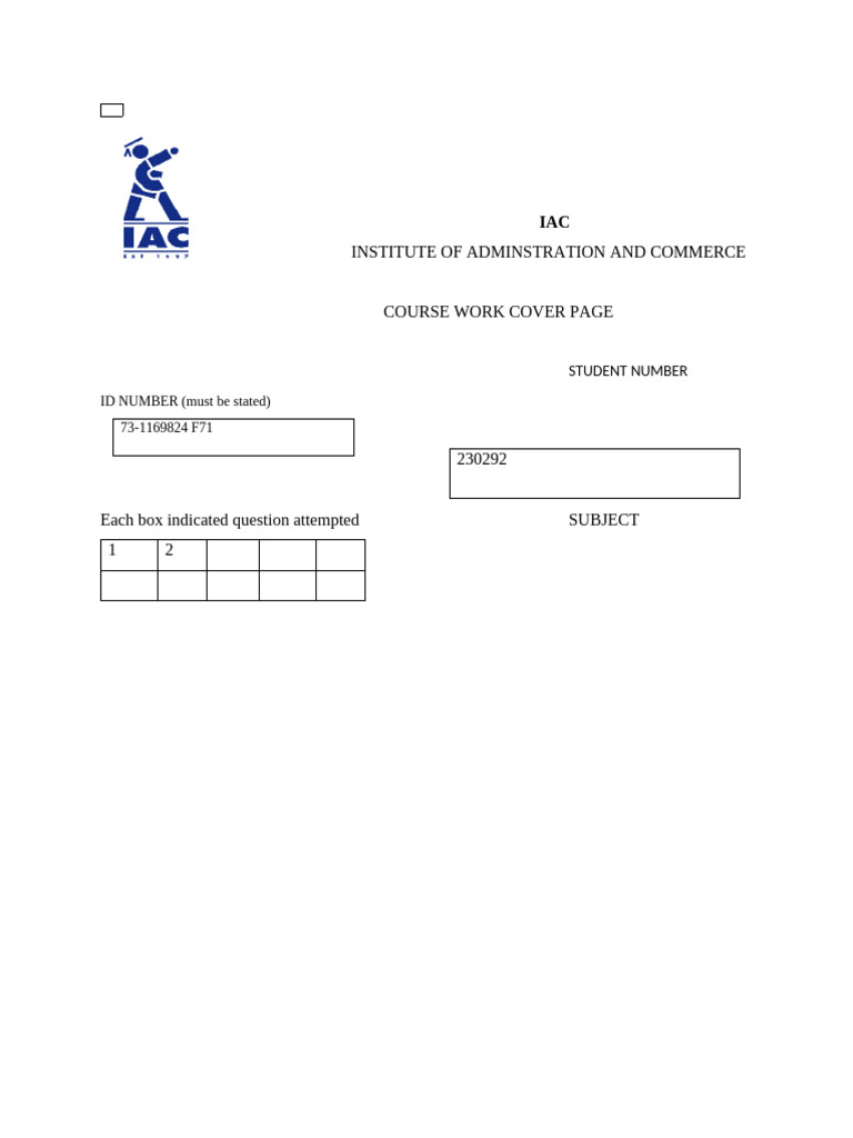IAC Course Work Submission Template | PDF