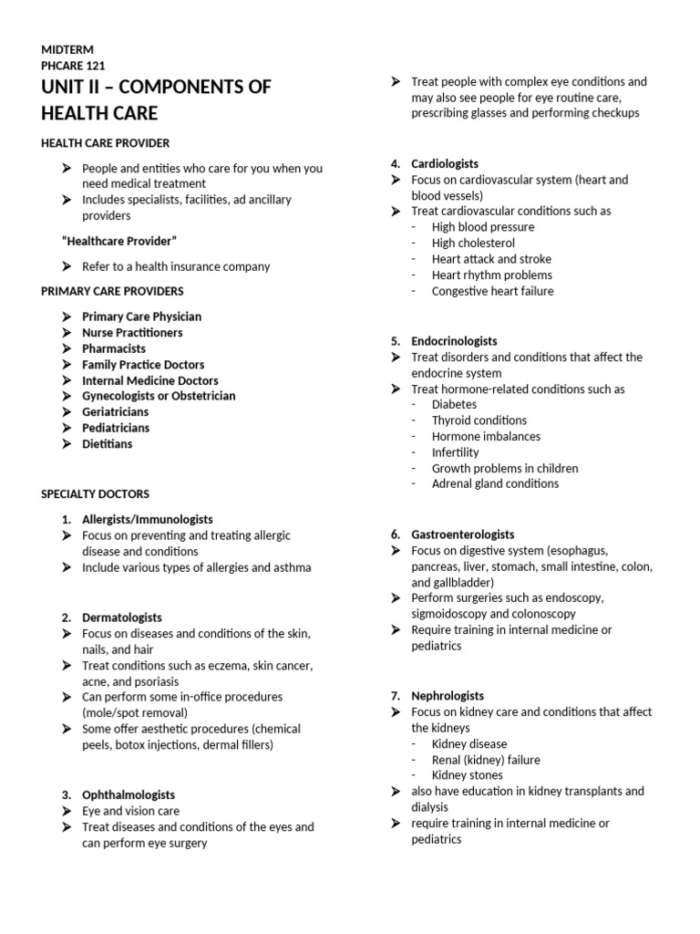 Components of Healthcare Providers | PDF | Neurology | Arthritis