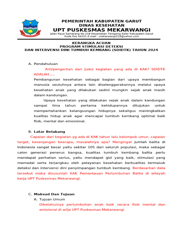 Program SDIDTK Balita 2024 Garut | PDF