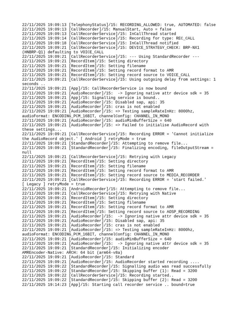 Call Recorder Service Log Analysis | PDF | Filename | Computer Engineering