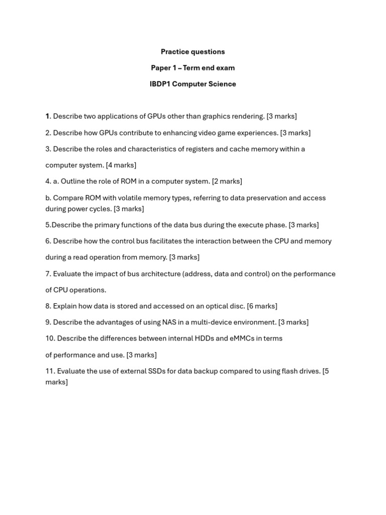 IBDP1 Computer Science Exam Questions | PDF