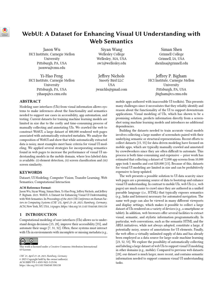 WebUI Dataset for Visual UI Modeling | PDF | World Wide Web | Internet ...