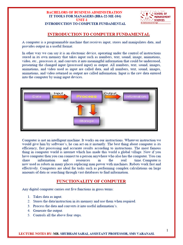 Introduction to Computer Fundamentals | PDF | Computer Data Storage ...
