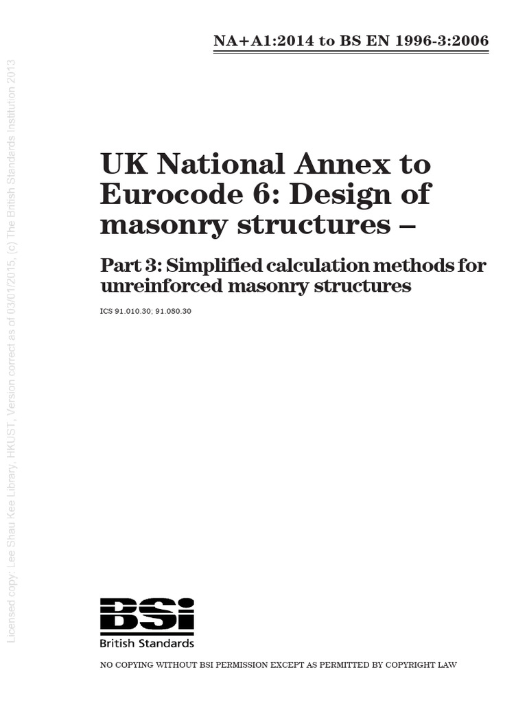 UK National Annex to Eurocode 6: Masonry | PDF | Concrete | Masonry