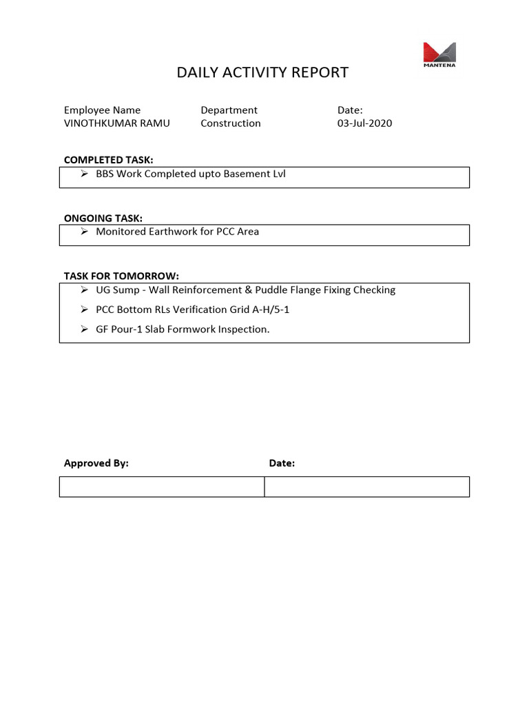 Daily Activity Report - 03.07.20 | PDF